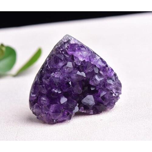 1PC Natural Amethyst Crystal Cluster heart Raw Crystals Healing Stone Decoration Ornament Purple Feng Shui Stone Ore Mineral