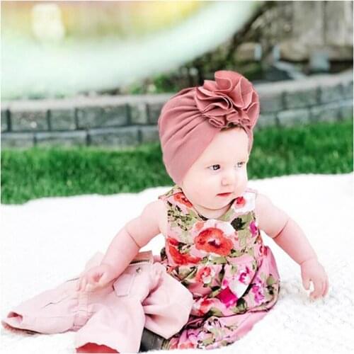 2020 Solid Seersucker Sunflower Baby Hat 0-3T Turban Infant Toddler Newborn Baby Cap Bonnet Head Wraps Kids Beanie Caps