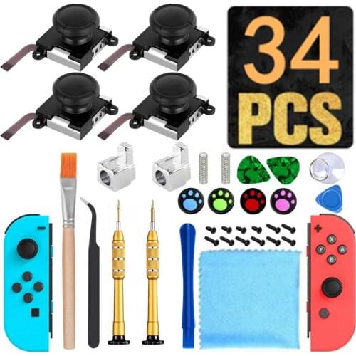 34PCS/Set Hot Selling Repair Parts 3D Analog Thumb Stick Joystick Repair Parts Durable Replacement for Switch Joystick Repair