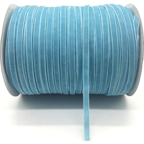 5Yards/lot 1/4" 6mm Sky blue Soft Comfortable Velvet Ribbon Headband Clips Bow Wedding Christmas Decoration