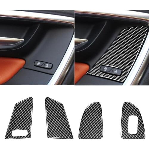 50% Hot Sales!! 4Pcs Carbon Fiber Window Lift Switch Panel Trim Sticker Cover for Volvo V60/S60/XC60 Left Drive