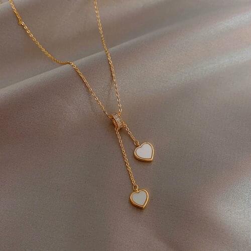 Zeojrlly Women Pendant Necklaces Trendy Link Chain Metal Heart Party Necklace Female Simple Elegant Jewelry For Women