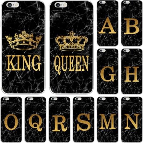 Phone case For iPhone 6 6S Plus 5 5C 5S 4 4S SE 2015 4 inch Marble golden alphabet background Soft TPU Print Cover Fundas
