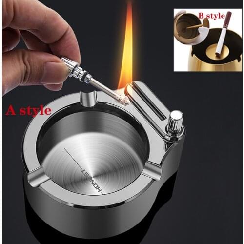 Ten thousand times fire color lighter multifunctional ashtray flint retro zinc alloy ashtray desk living room decoration
