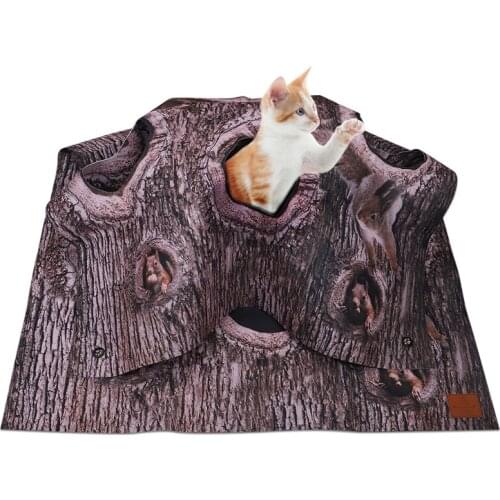 Cat Play Mat with Holes Collapsible Cat Play Toy Interactive Hideout Exercising Toys Fun Toy for Ferret Rabbit Hamster