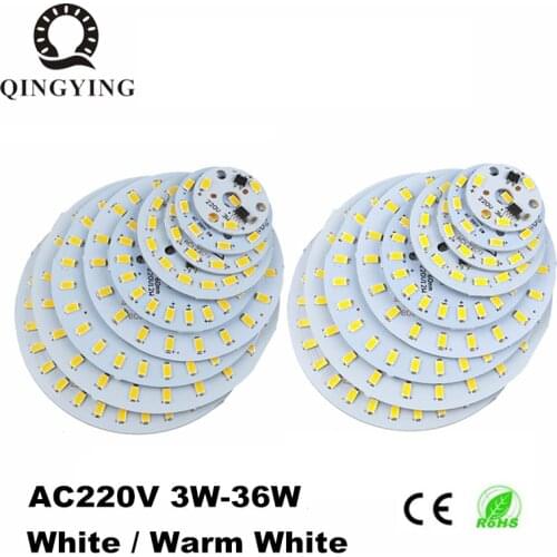 10pcs ac 220v led pcb SMD5730 3w 5w 7w 10w 12w 15w 18w 24w integrated ic driver White/ Warm White Light Source For LED Bulb