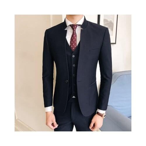 3 Pieces Complete Suits For Men Wedding Tuxedo Men Suit Designers Chinese Stand Collar Slim Fit Costume Mariage Homme Mauchley