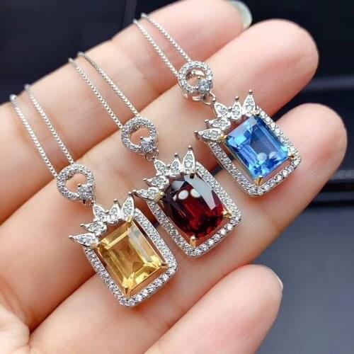 2020 new natural citrine garnet topaz pendant women silver necklace mouse style lovely birthday party New Year gift animal