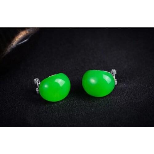 Fashion jewelry NATURAL GREEN 925 STERLING & MARCASITE FLOWER EARRINGS Gblue stone Brincos Ohrringe Sterling Earring