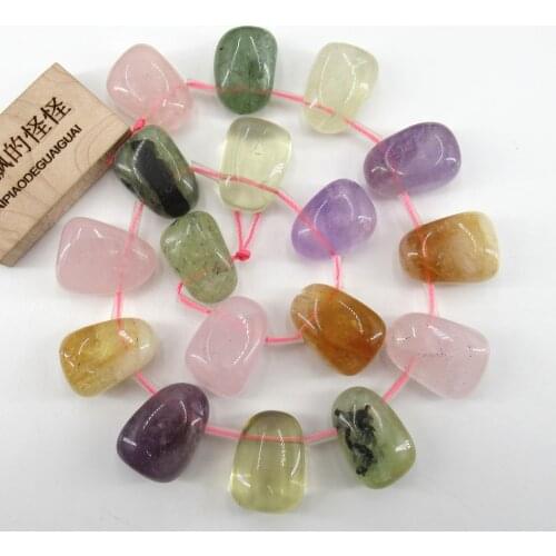 APDGG Natural Colorful Top-drilled Amethyst Pink Quartz Citrine Prehnite Gemstone loose beads 15.5" Strand Jewelry Making DIY