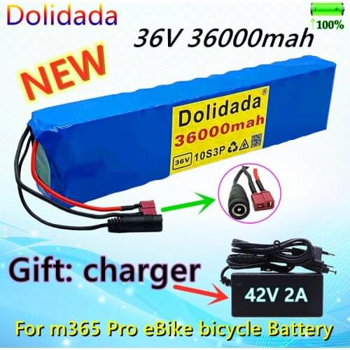 New 36V36Ah 600W 10s3p lithium battery pack 20A BMS is suitable for xiaomijia m365 Pro eBike bicycle scooter t plug Gift charger