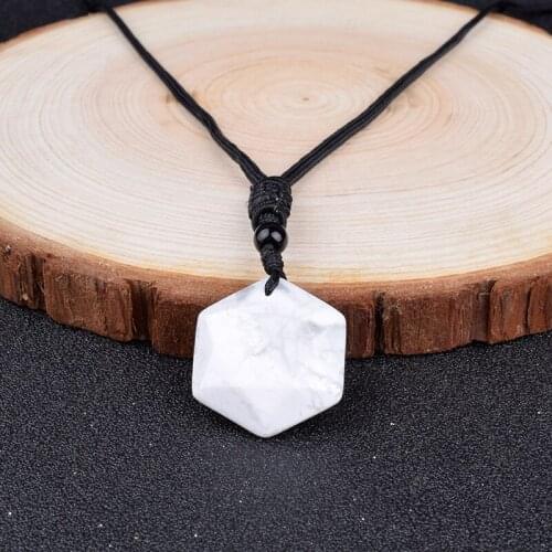 Natural White turquoise Amethysts Star of David Necklaces for Women Amulet Wealth Men Natural Stone Pendant Necklaces