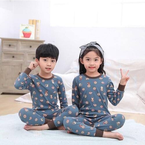 Pajamas Sets Cartoon Baby Boys Girls Cotton Knitted Long Sleeved Cartoon Girl Clothing Sleepwear Suit Pyjama Trousers