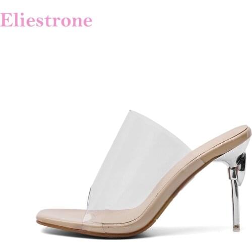 Summer New Sweet Apricot White Women Sandals High Heels Transparent Lady Party Shoes LK212 Plus Big Small size 11 30 43 48
