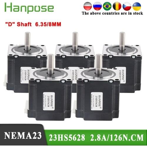 5PCS Nema 23 Stepper Motor 23HS5628 4-lead 2.8A 126N.cm 8mm 6.35mm 57 Series motor For 3D Printer Monitor Equipment
