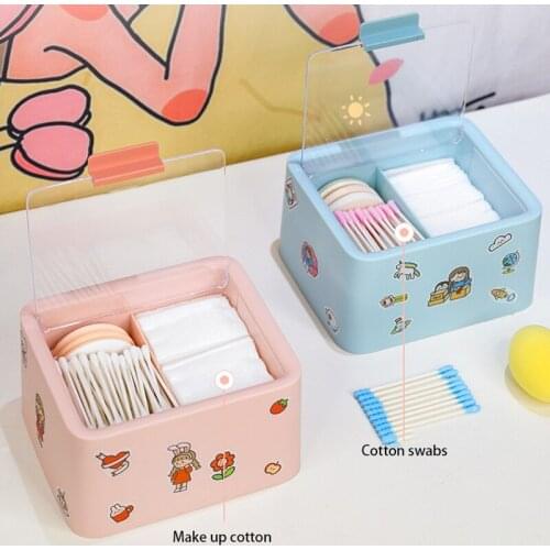 Шкатулка Cosmetic Cotton Storage Box Plastic Portable Creative Cotton Swab Box With Cover Dustproof Desktop Storage Boxes Girl