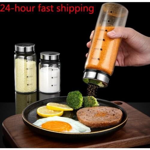 Glass Spice Jars Kitchen Seasoning Shaker Organizer For Salt And Pepper Sugar Herbs Cereal food Household Gadget With Measure