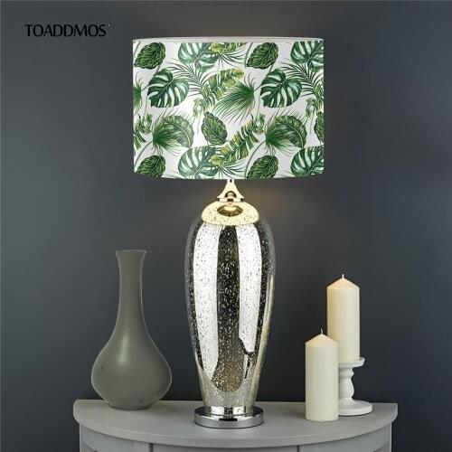 Tropical Monstera Green Lamp Shades 3 Size Nordic Style Modern Light Shade for Wall Art Home Decor Elastic Stretch Cloth Shades