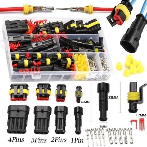 26sets Kit 1/2/3/4 pins Way AMP Super seal Waterproof Electrical Wire Connector Plug for car waterproof connector