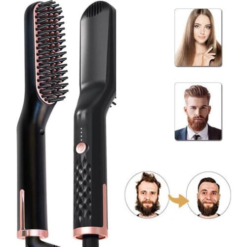 Beard Straightener Brush Design For Men Quickly Styling Beard Or Hair Essential Styler For The Stylish Daily Use Electric Comb