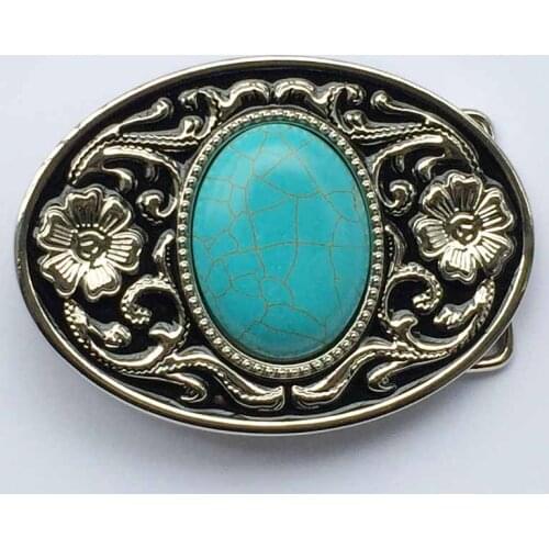Western 3D Flower Turquoise Stone Cowgirl Belt Buckle