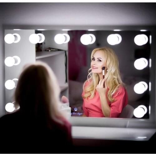 Makeup Mirror LED Usb Three Color Adjustab Lights 10 Hollywood Vanity Light Bulbs with Dimmer,Linkable,Mirror Not Included