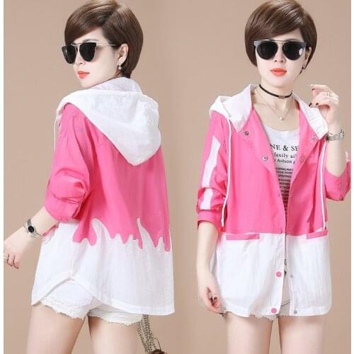 Plus Size Hooded Sun Protection Clothing Summer Clothes 2021 New Trendy Womens Korean UV Sunscreen Women Jacket Thin Coat Y346