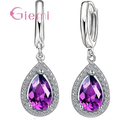 Novel Genuine Water Drop Clear Cubic Zirconia Earrings 925 Sterling Silver Jewelry For Female Women Brincos Gift Hot Sale