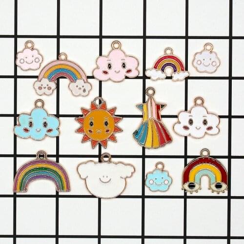 10pcs Colorful Alpaca Love Heart Rainbow Enamel Charms Floating Horse Cake Charms Accessories Earring Pendant DIY Jewelry XL860
