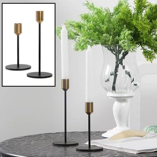 2pcs Candlestick Table Wedding Candle Stand, Candle Holder for Dinner Candlelight Candle Holder Decoration, Black