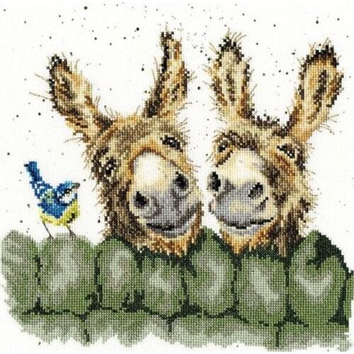 2021 Customized Embroidery Two Donkeys and a Tit Cross Stitch Kits 14 Count with 100% Cotton Floss &Free Shipping for Wall Decor