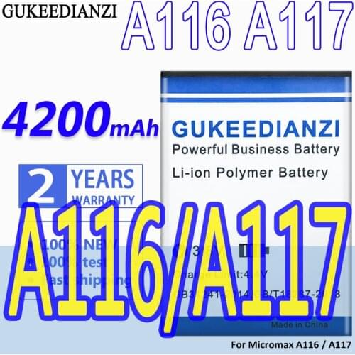 GUKEEDIANZI 3800mAh Battery For Micromax A114 A92 A106 A115 A116 A117 A210 S9101 Q340 Q338 S9111 Mobile Phone Batteries