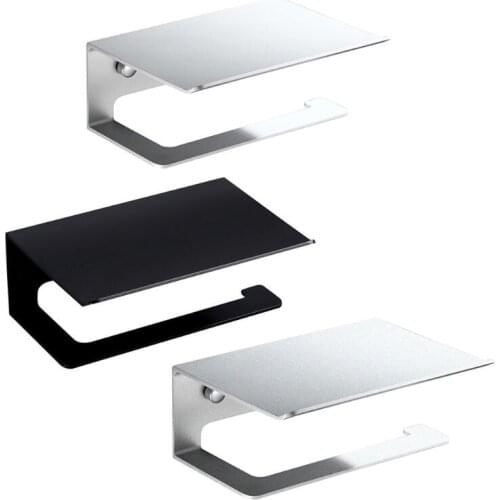 Aluminum Toilet Roll Paper Holder Sanitary Paper Shelf Mobile Phone Storage Rack