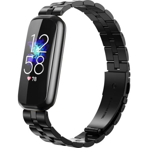 ANBEST Watchband Compatible for Fitbit Luxe Bands Three Links Stainless steel Replacement Straps for Fitbit Luxe Smartwatch