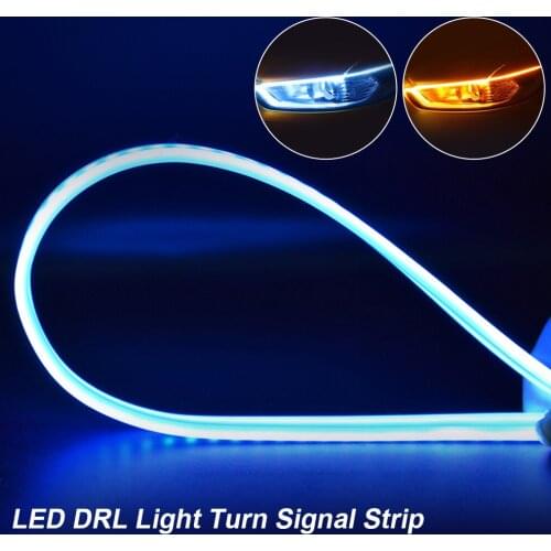2PCS Car Flexible Turn Signal Lights LED Signal Lamp Auto Headlight Strips Flowing Daytime Running Light Dual Color Tube Led DRL