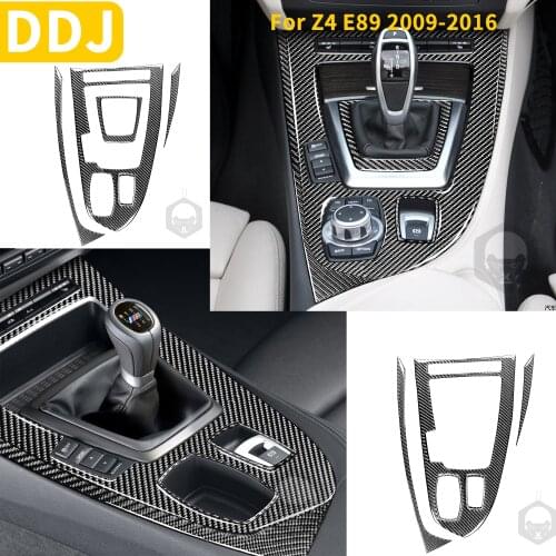 For BMW Z4 E89 2009-2016 Roadster Car Center Console Real Carbon Fiber Gear Shift Panel Gearbox Frame Trim Sticker Accessories