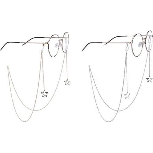 Retro Fashion Hollow Copper Stars Pendant Metal Eyeglass Chains Gold Silver Glasses Holder Retainer Elegant Eyewear Accessories