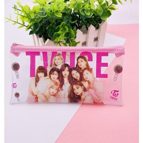 Kpop GOT7 pencil case Creative korean group GOT7 Bangtan boys TWICE Transparent Pencli bag for fans student Kpop school