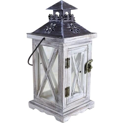 Wooden Candle Lantern Rustic Farmhouse Candle Holder Lantern Decorative For Vintage Home Decor Shabby Chic Patio Table Decoratio