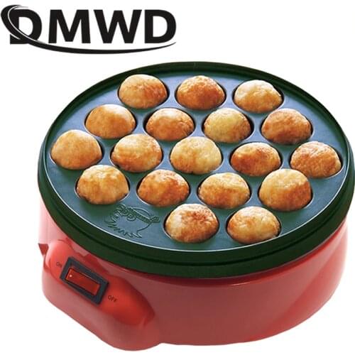 DMWD Non Stick Electric Takoyaki Maker Barbecue Quail Egg Baking Pan Grill Chibi Maruko Machine 18 Holes Octopus Meatball Cooker