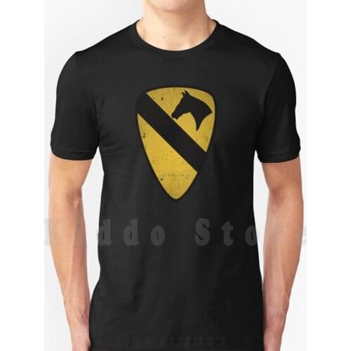 1St Cavalry Division Distressed T Shirt Cotton Men Diy Print Cool Tee Army Cavalry Military 1St Division Patch Insignia Vietnam