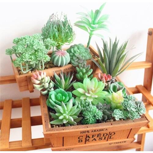 Artificial Flocking Color Succulents Mini Bonsai Plante Artificiel Wedding Fake DIY Home Green Purple Yellow Plants Flower Decor