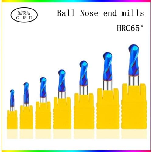HRC65 degrees Ball Nose end mill 1mm~6mm 0.5mm 1.5mm 2mm 4mm 6mm Spindle metal milling cutter with tool shank of CNC lathe use