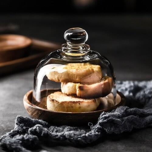 Creative Small Glass Snack Plate with Lid Afternoon Tea Snack Plate Snacks Dried Fruit Plate Hotel Service Tableware