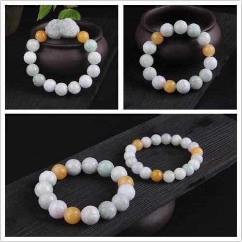 Natural Jade Emerald Lotus Pixiu Beads Bracelet Adjustable Bangle Jewellery Fashion Accessories Hand-Carved Man Luck Amulet