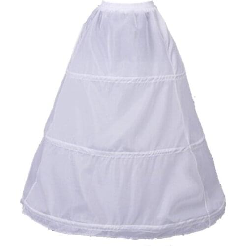 Cheap A Line Womens Underskirt 3 Hoops Long White Wedding Petticoats Floor Length Crinoline Saiote Para Vestido De Noiva