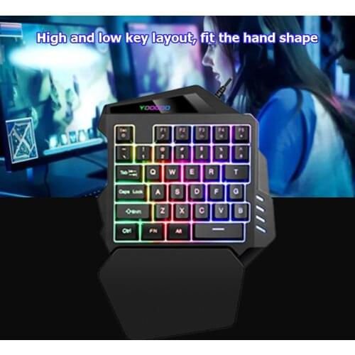Single Handed Gaming Keyboard Gaming Keypad Membrane Keyboard Professional Ultra-slim Wired Keyboard for Computer