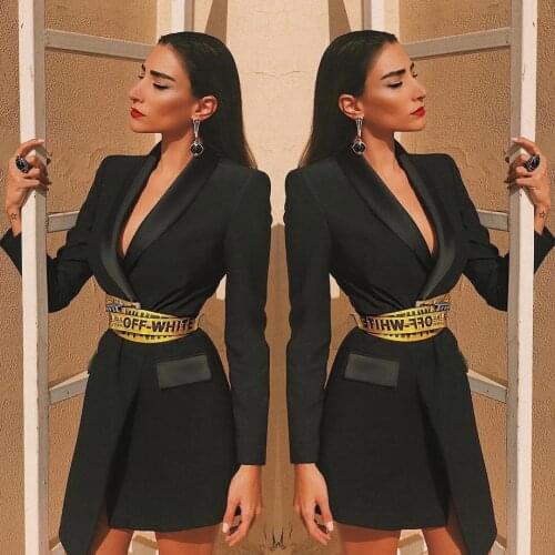 Slim Black Blazers with Sashes Black Long Sleeves Office Lady Elegant Jacket Women Solid Pockets Ropa Para Mujer Female Clothing