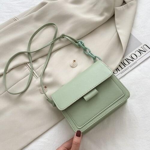 Casual Crossbody Bag For Women PU Leather Shoulder Bag Fashion Small Square Bag Chains Messenger Bag Lady Handbag Trendy Pouch