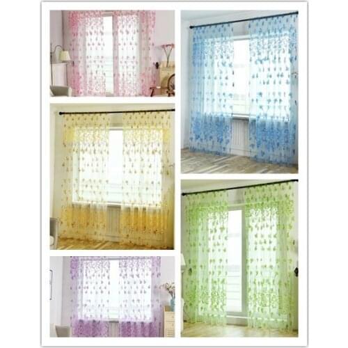 Pastoral morning glory Sheer Curtains Window Yarn for Living Room Tulle Fabrics Kitchen Gauze Simple Curtain Panel Home Textiles
